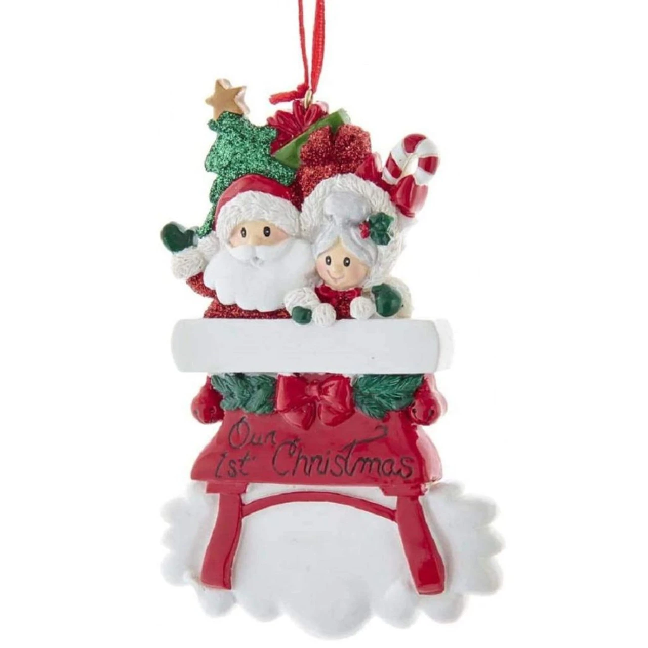 Kurt Adler Personalized Our 1st Christmas Santa And Mrs. Claus In Sled Ornament