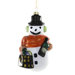 Chic Snowman Ornament With Glitter Accents