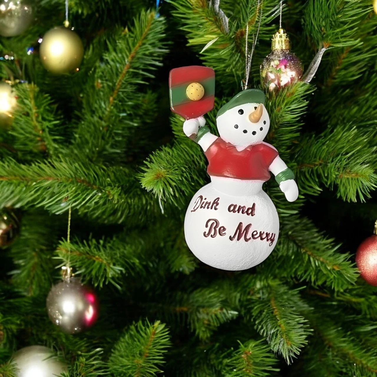 Dink And Be Merry Pickleball Snowman Ornament - Image 2