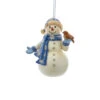 Kurt Adler Blue And Platinum Snowman With Bird Ornament