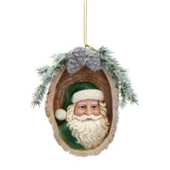 Kurt Adler Winter Green Santa Head Turned Ornament