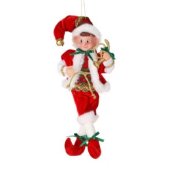 Fabric Pixie Elf With Musical Instrument Ornament