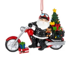 Santa On Motorcycle Chopper Christmas Ornament