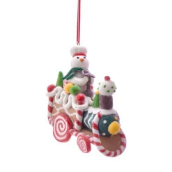 Kurt Adler Snowman On Gingerbread Train Ornament