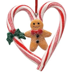 Kurt Adler Candy Cane Heart Gingerbread Ornament