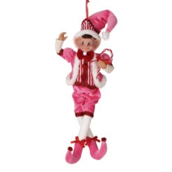 Large Fabric Pink Sweets Pixie Elf Ornament
