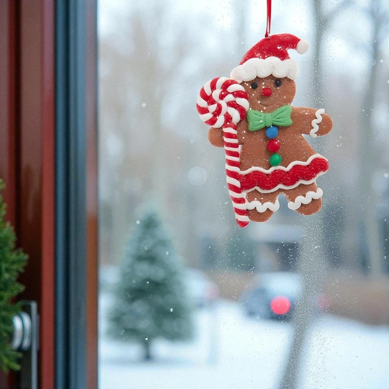 Kurt Adler Gingerbread Girl With Candy Cane Lollipop Ornament - Image 2