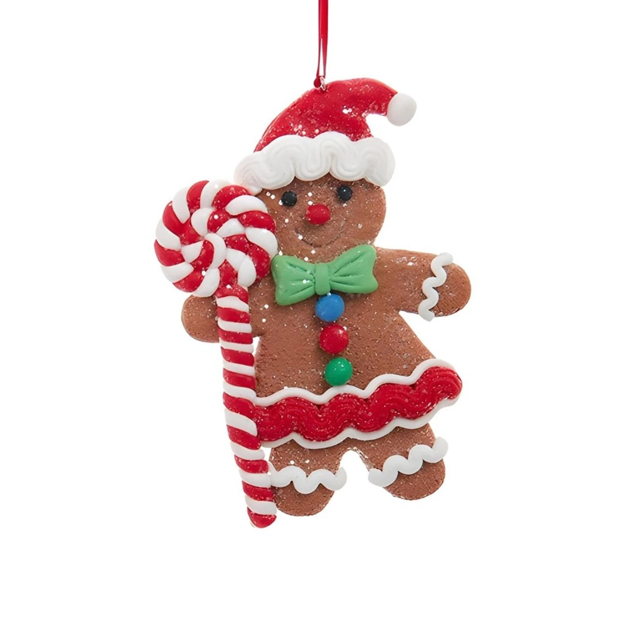 Kurt Adler Gingerbread Girl With Candy Cane Lollipop Ornament