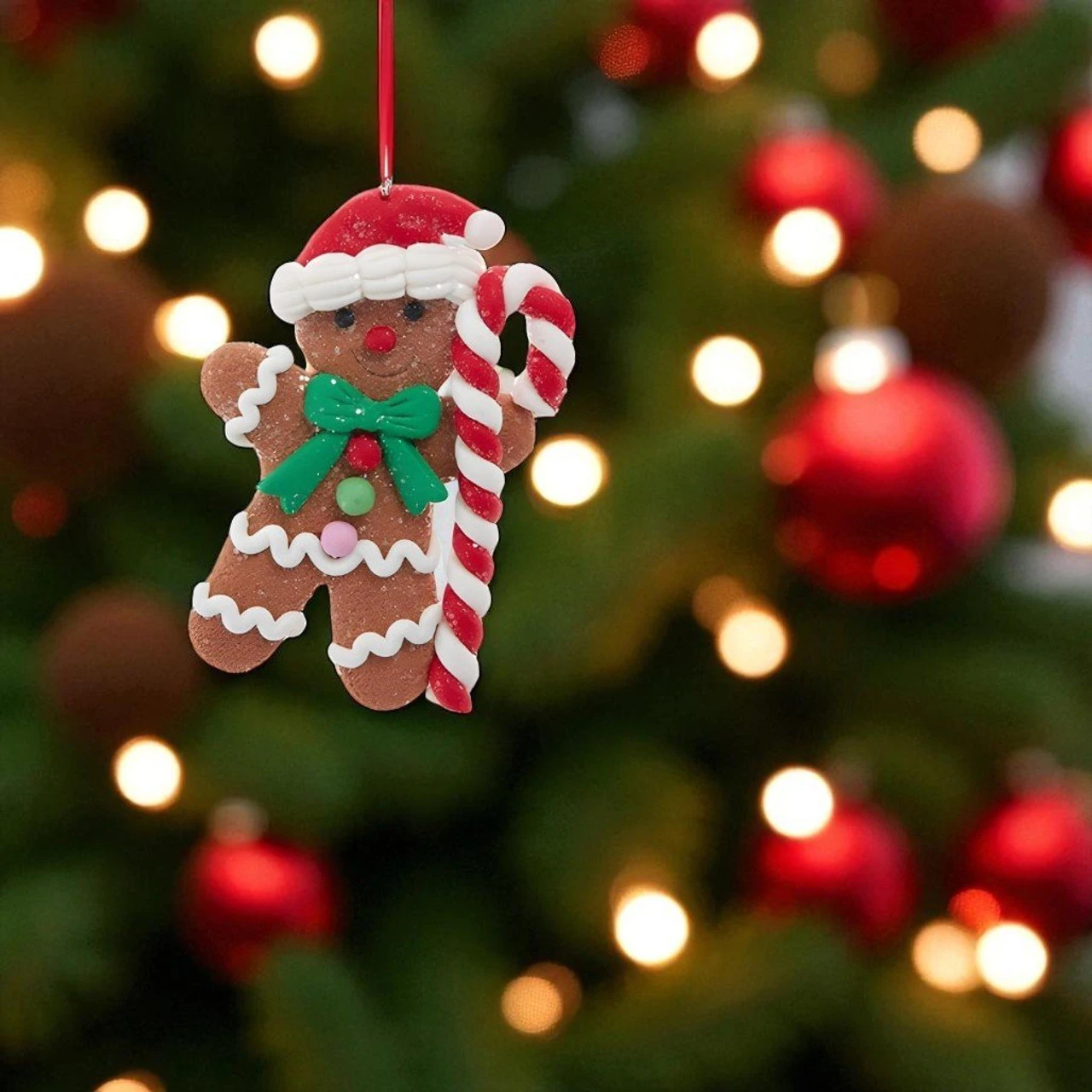 Kurt Adler Gingerbread With Candy Cane Ornament - Image 2