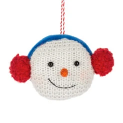 Crochet Snowman With Ear Muffs Ornament