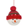 Crochet Snowman With Pom Pom Hat Ornament