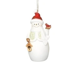 Snowman With Mistletoe Pattern And Santa Hat Ornament