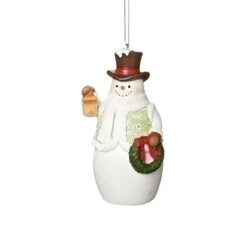 Snowman With Mistletoe Pattern And Top Hat Ornament