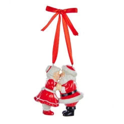 Kurt Adler Porcelain Kissing Santa And Mrs. Claus Ornament
