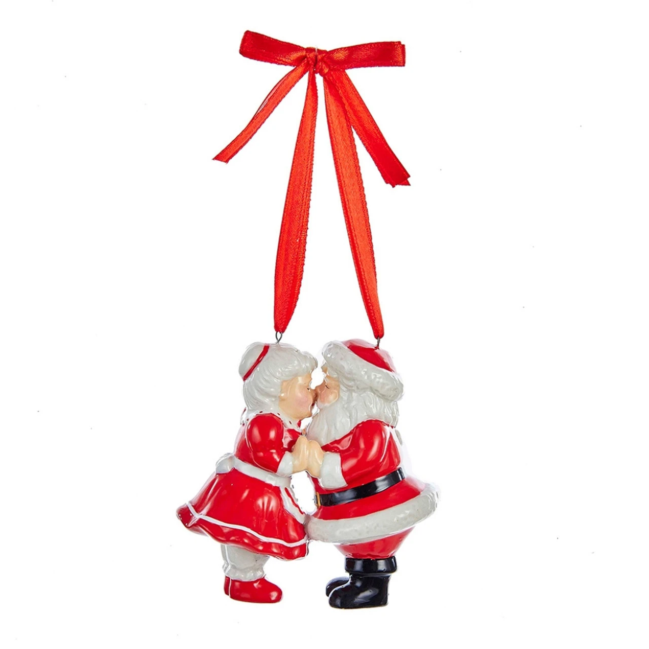 Kurt Adler Porcelain Kissing Santa And Mrs. Claus Ornament
