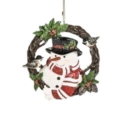 Snowman In Wreath Ornament