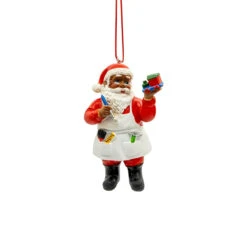 Kurt Adler Black Santa Holding Toy Train Ornament