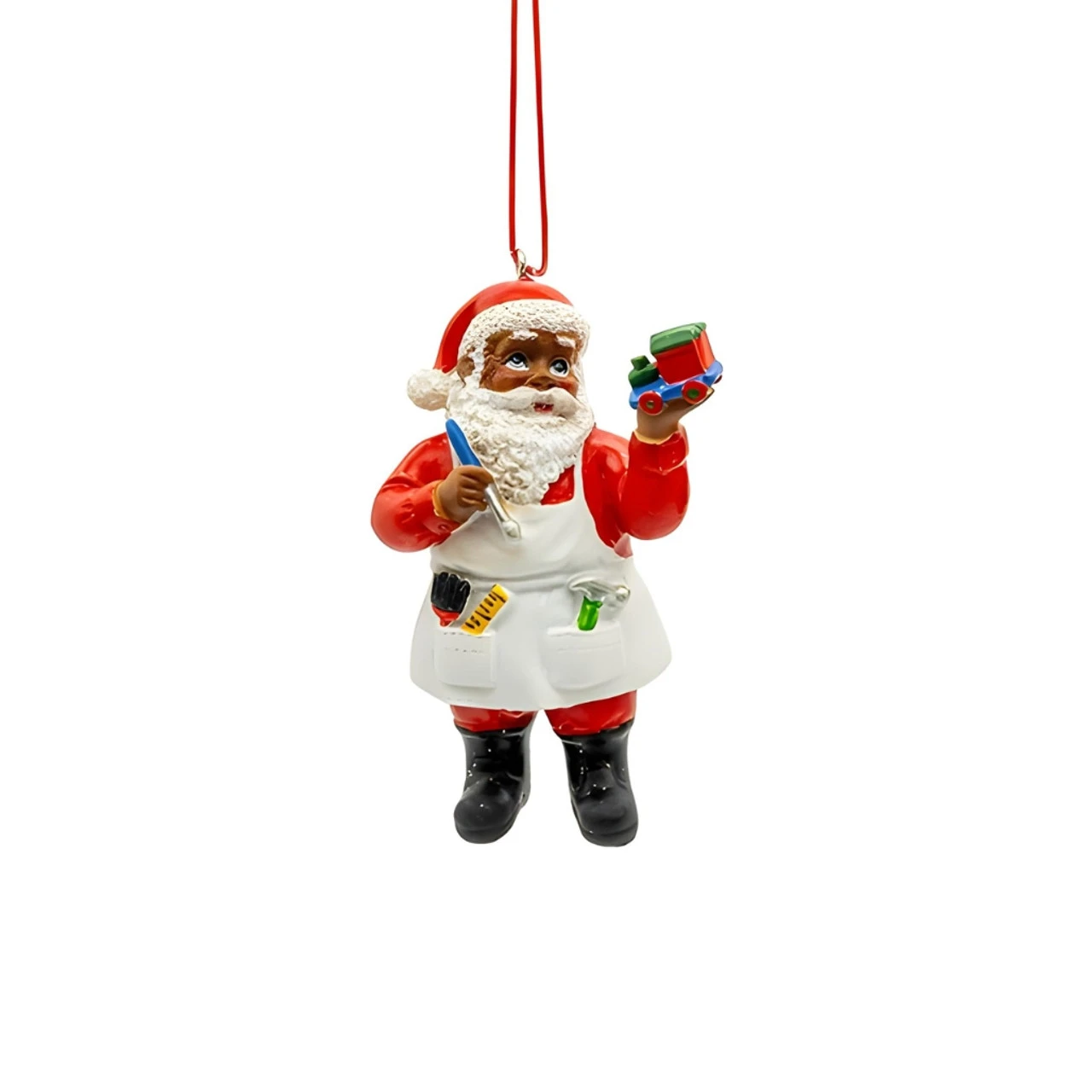 Kurt Adler Black Santa Holding Toy Train Ornament