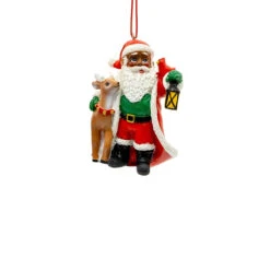 Kurt Adler Black Santa With Deer Ornament