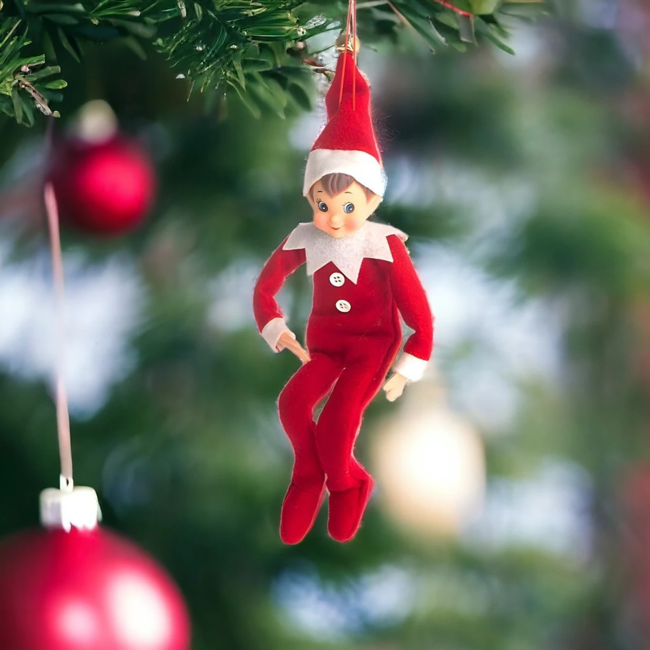 Boy Elf In Fleece Outfit Ornament - Image 2