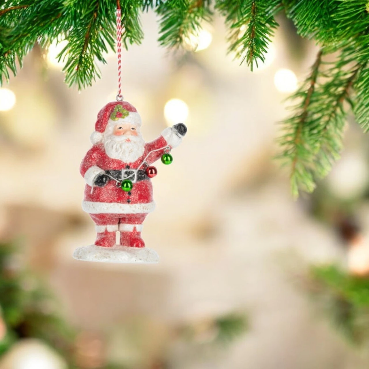 Paper Santa With Garland Ornament - Image 2