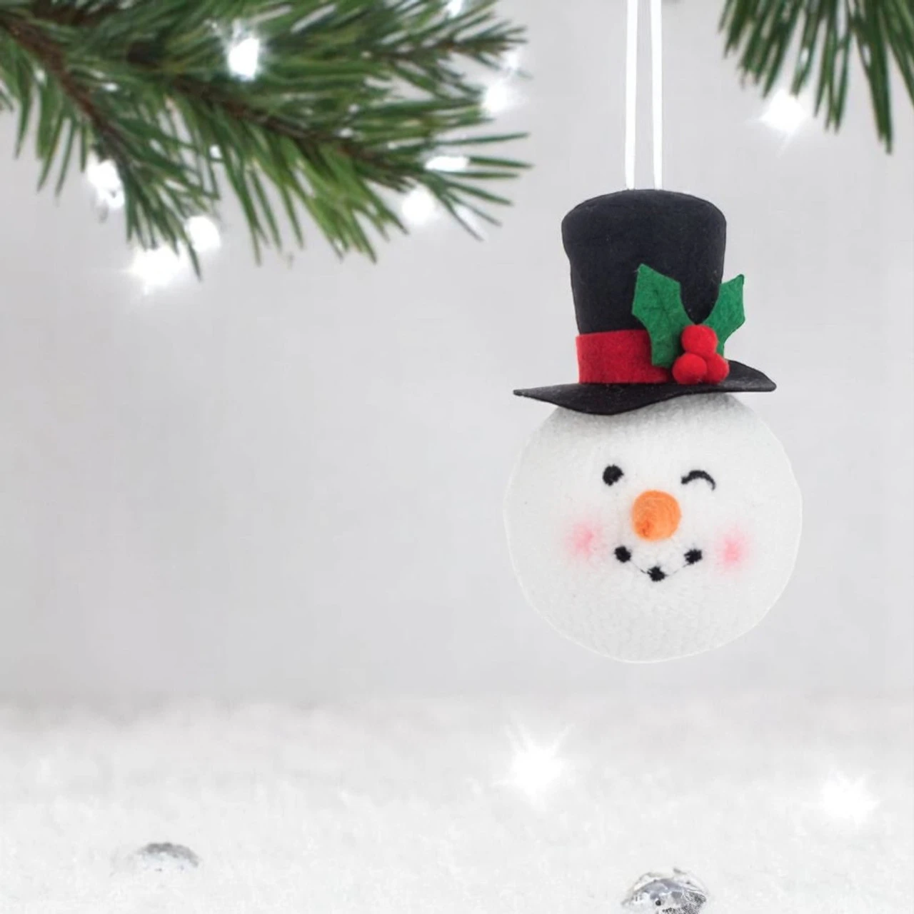 Stuffed Snowman Top Hat Ornament - Image 2