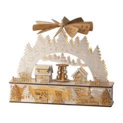 Lumineo LED Wood Village Windmill Scene With Music And Motion