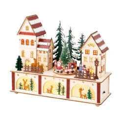 Lumineo LED Wood Village With Santa Scene