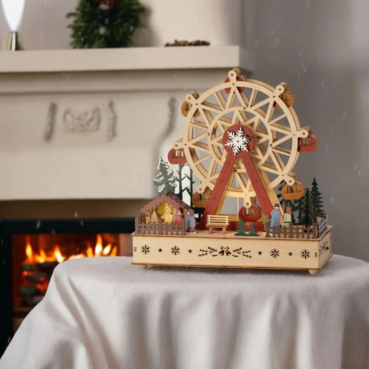 Lumineo LED Wood Ferris Wheel Scene - Image 2