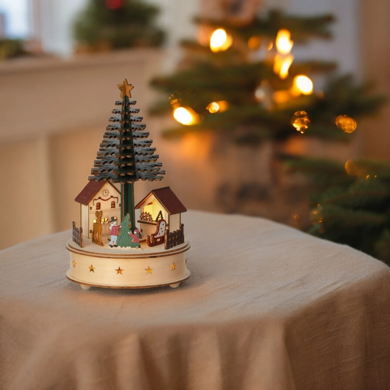 Lumineo LED Wood Village With Tree Scene With Music And Motion - Image 2