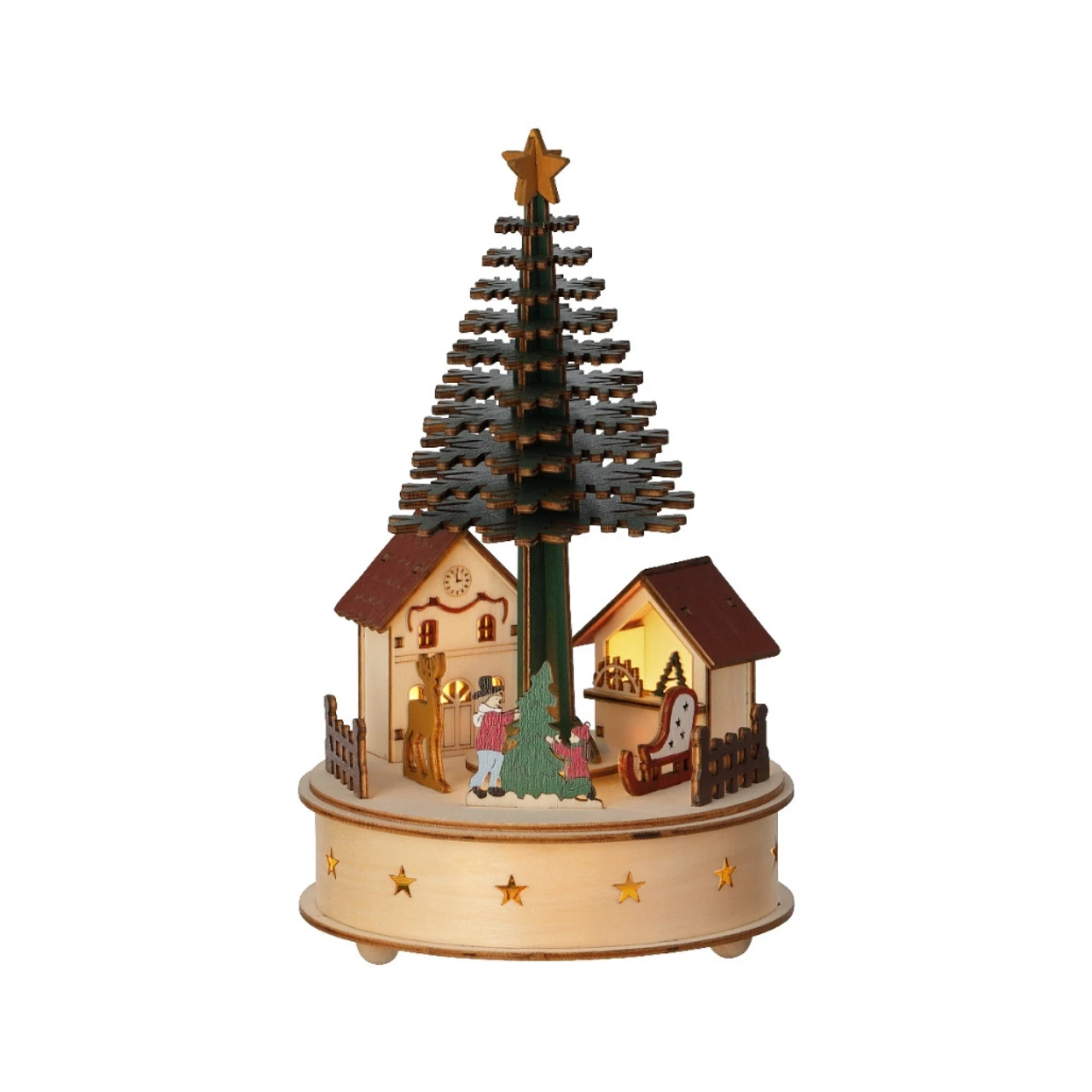 Lumineo LED Wood Village With Tree Scene With Music And Motion