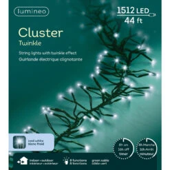 Lumineo 1512 LED Cool White Cluster Lights Green Wire