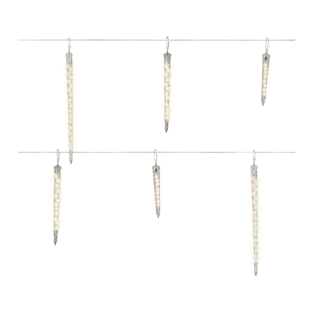 Lumineo 6 Warm White LED Snowing Icicles Transparent Wire - Image 2