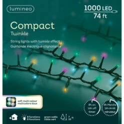 Lumineo 1000 LED Compact Soft Multi Color Lights Green Wire