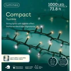 Lumineo 1,000 LED Warm And Cool White Compact Twinkle Lights