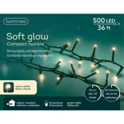 Lumineo 500 LED Warm White Soft Glow Compact Twinkle Lights