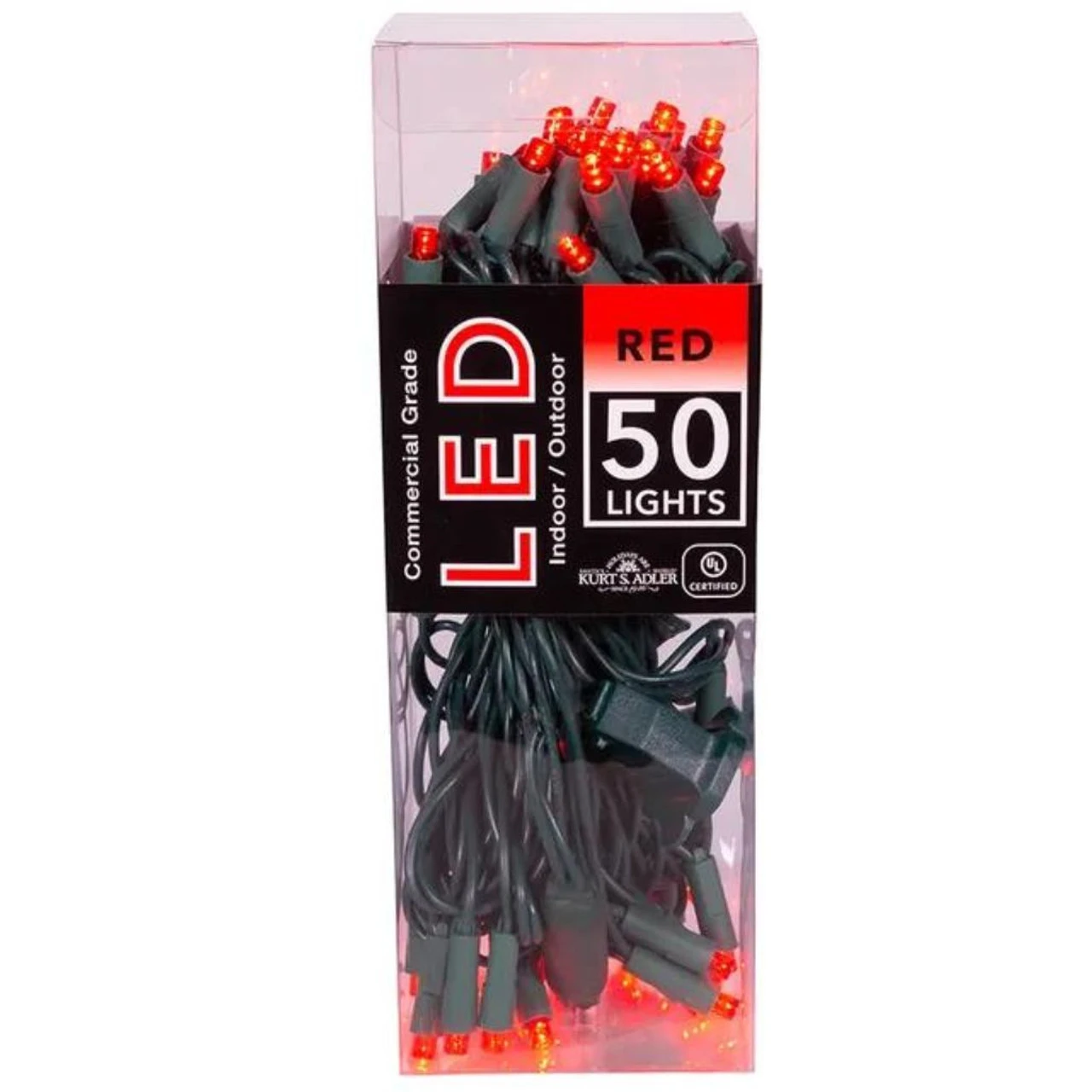 Kurt Adler 50 LED 5MM Wide Angle Red Lights Green Wire