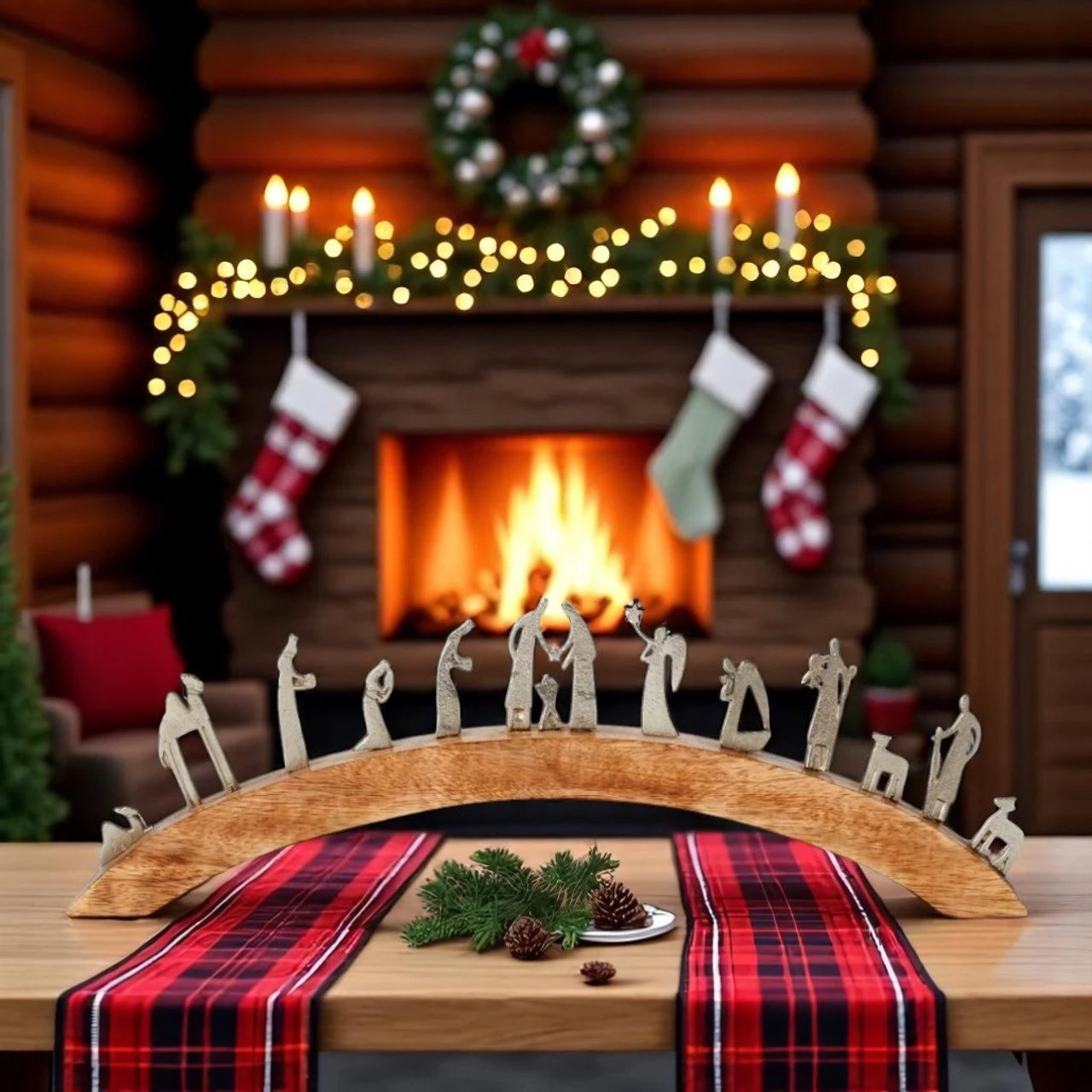 Wood & Metal Arched Nativity Scene Figurine - Image 2