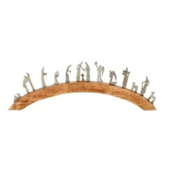 Wood & Metal Arched Nativity Scene Figurine