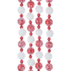 Kurt Adler Red And White Frosted Beaded Garland