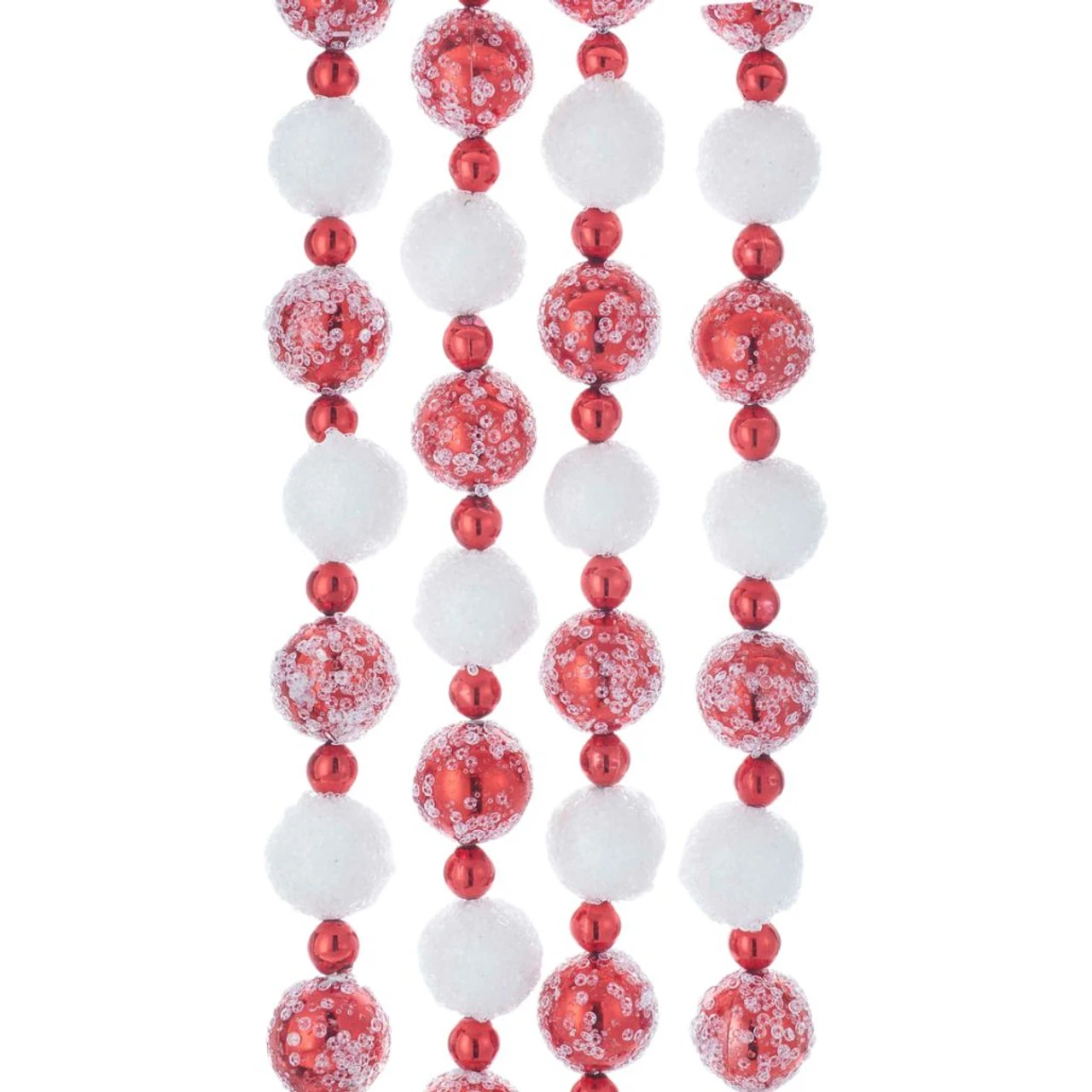 Kurt Adler Red And White Frosted Beaded Garland