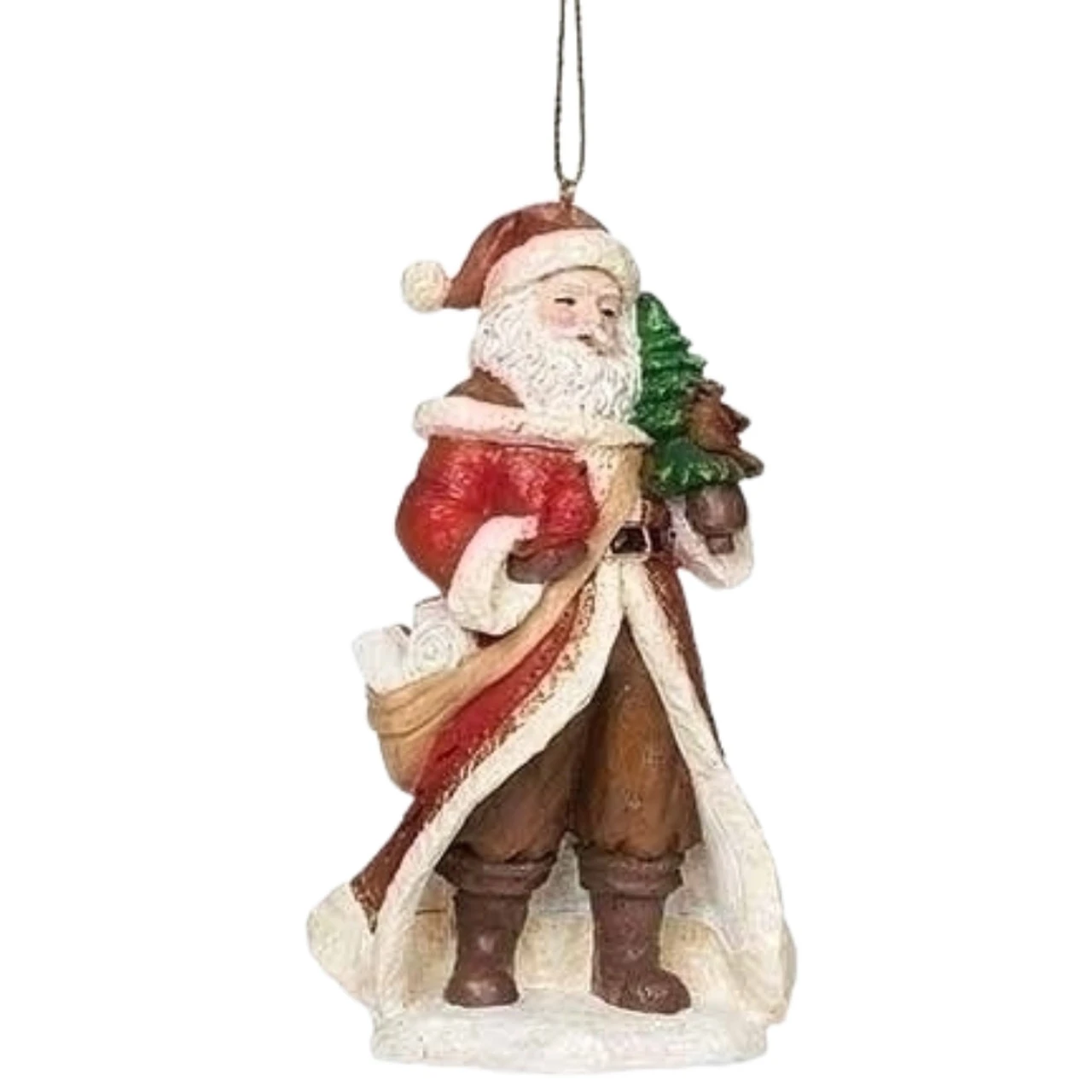 5" Santa Ornament Holding A Tree