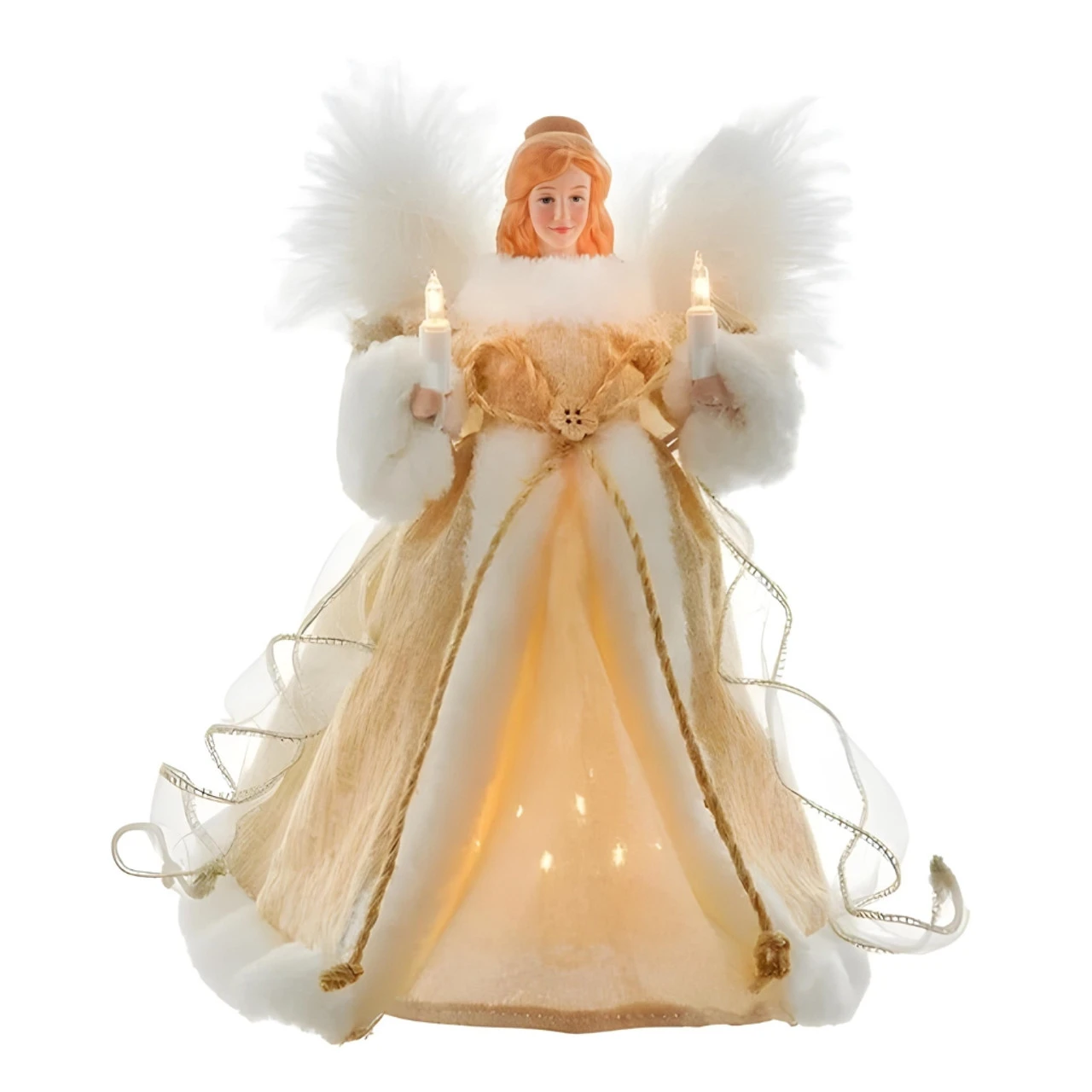 Kurt Adler 10in Lit Rustic Natural Angel Treetop - Image 2