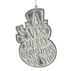 Embossed Snowman With Text Ornament
