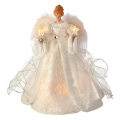 10 Lite White Silver Angel Tree Topper