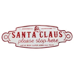 Metal Santa Please Stop Here Sign