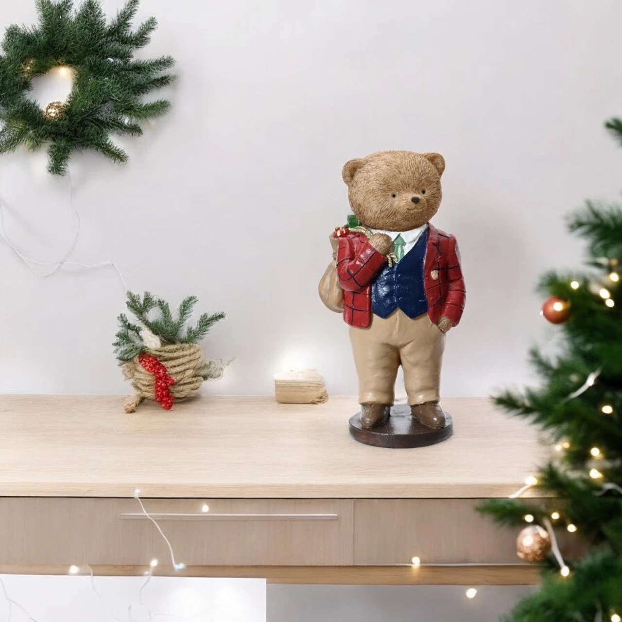 Dapper Bear With Red Jacket Figurine - Image 2