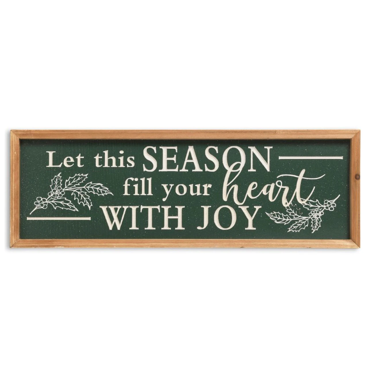 23 Inch Engraved Green Wooden Wall Sign With Glitter
