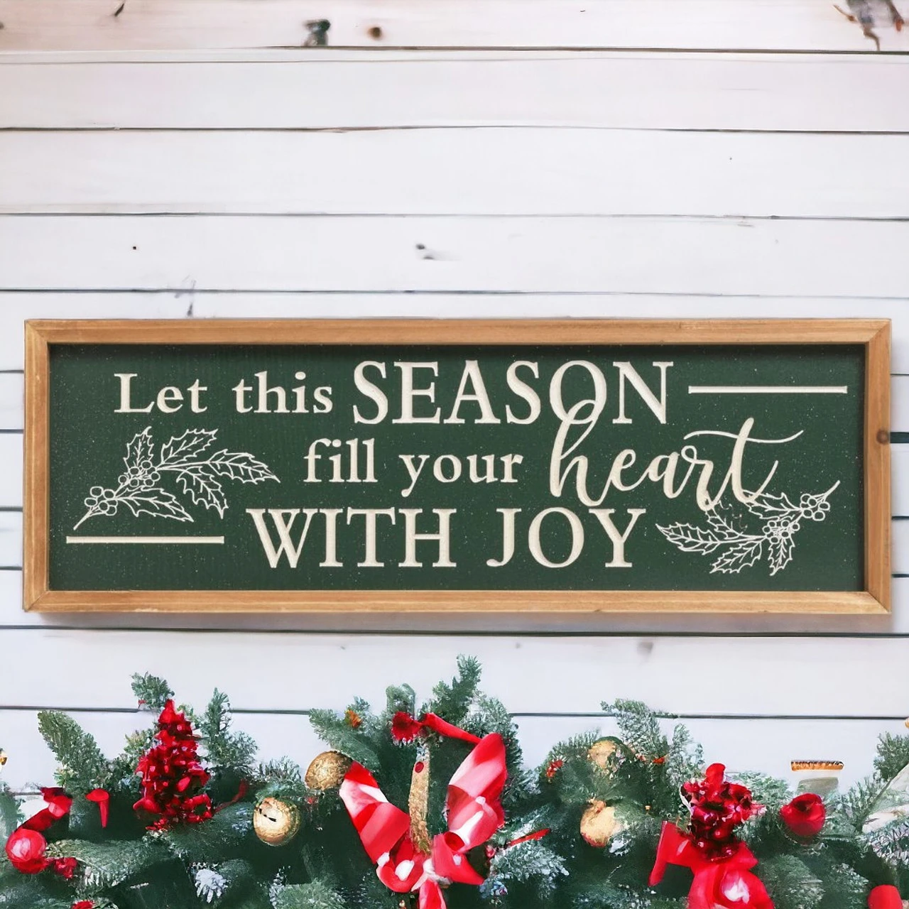 23 Inch Engraved Green Wooden Wall Sign With Glitter - Image 2