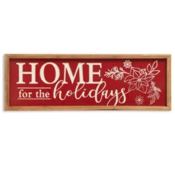 23" 'Home For The Holidays' Engraved Red Wall Sign